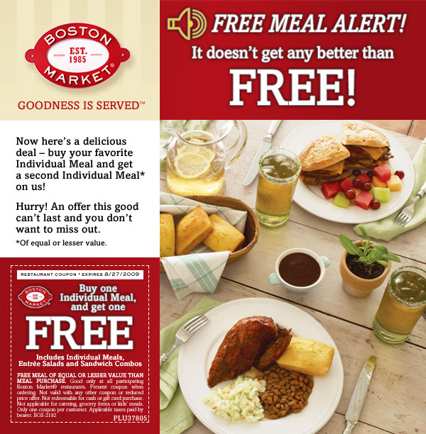 All You Need Boston Market Coupons